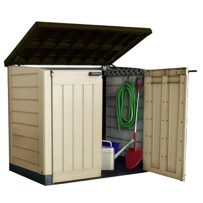1200L Outdoor Garden Storage Shed, Weather-Resistant Lockable Storage Box, Beige & Brown