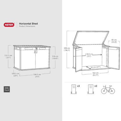 Keter Signature 2020L Horizontal Outdoor Storage Shed