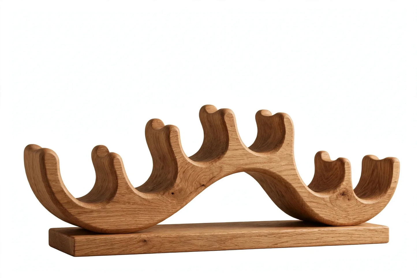 Handcrafted Solid Oak Wave Wine Rack, 6 Bottle