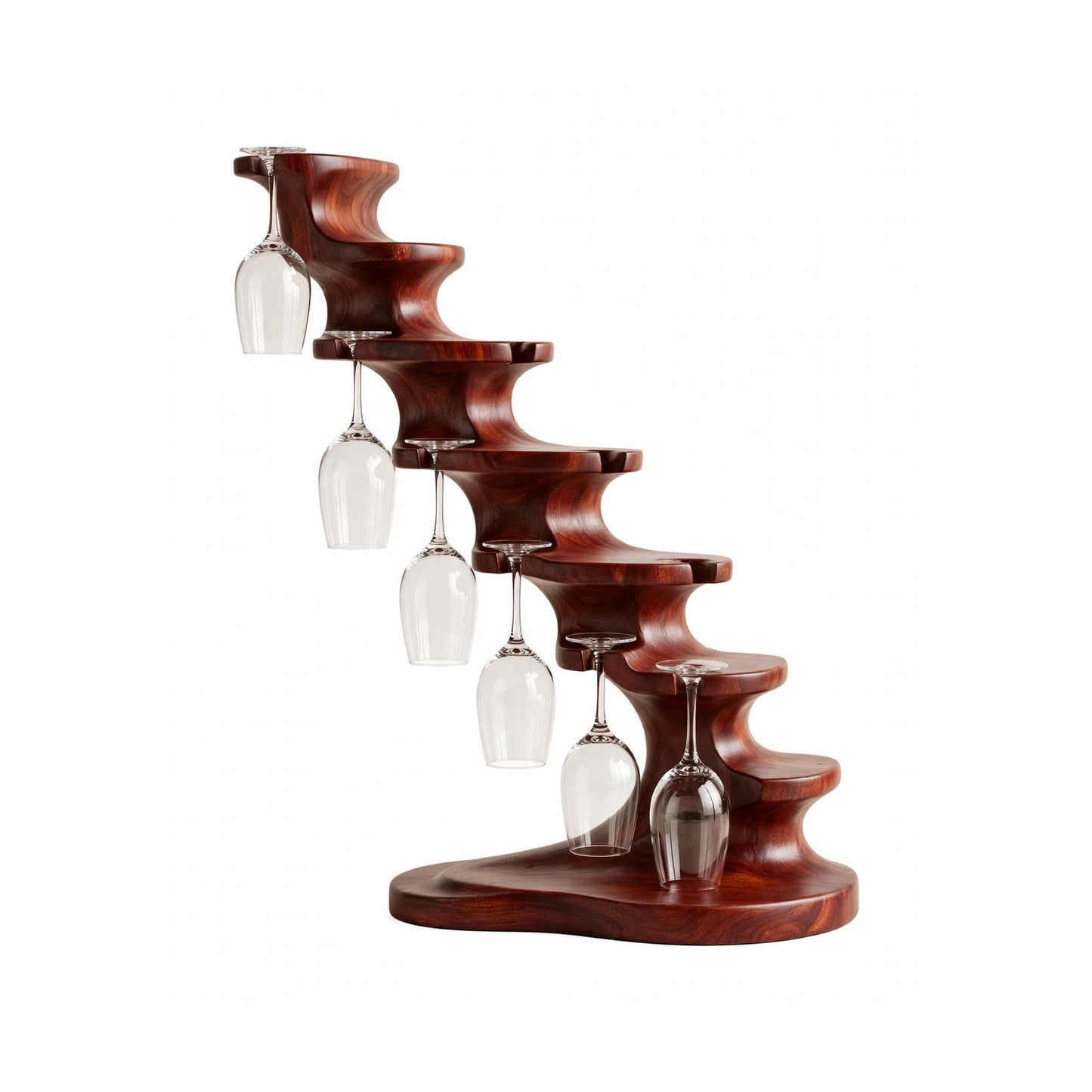 Handcrafted Spiral Wine Glass Rack, 6 Glass