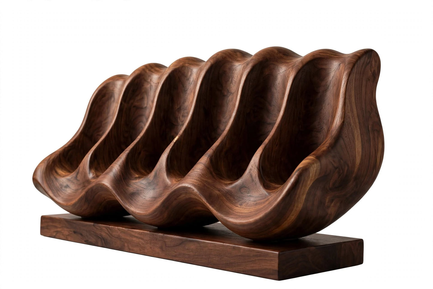 Walnut Wood Wine Rack for Kitchen & Bar, Handcrafted 6 Bottle Display