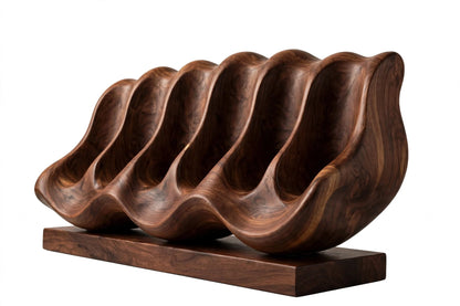 Walnut Wood Wine Rack for Kitchen & Bar, Handcrafted 6 Bottle Display